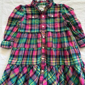Polo Ralph Lauren  Girls Plaid Flannel Cotton Dress Size 12 month